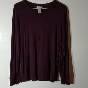 Matty M Women's Size Small Maroon sweater zipper on side. Athleisure